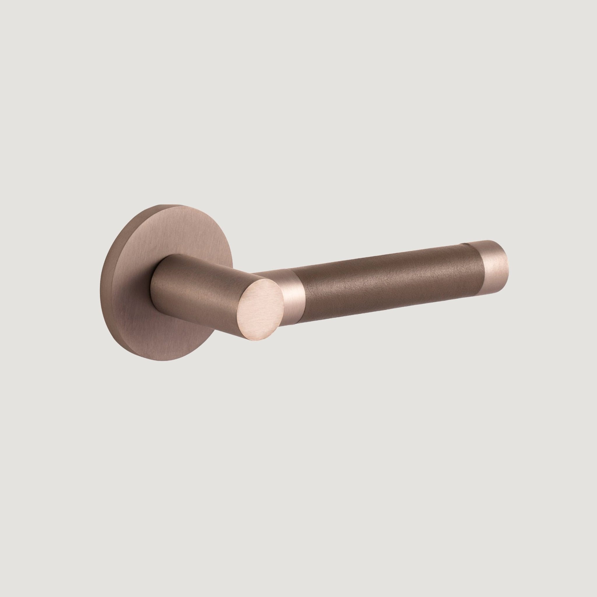 Solid Nickel & Grey Leather Door Lever – Cavallo Piatto Collection - Bergamo Design