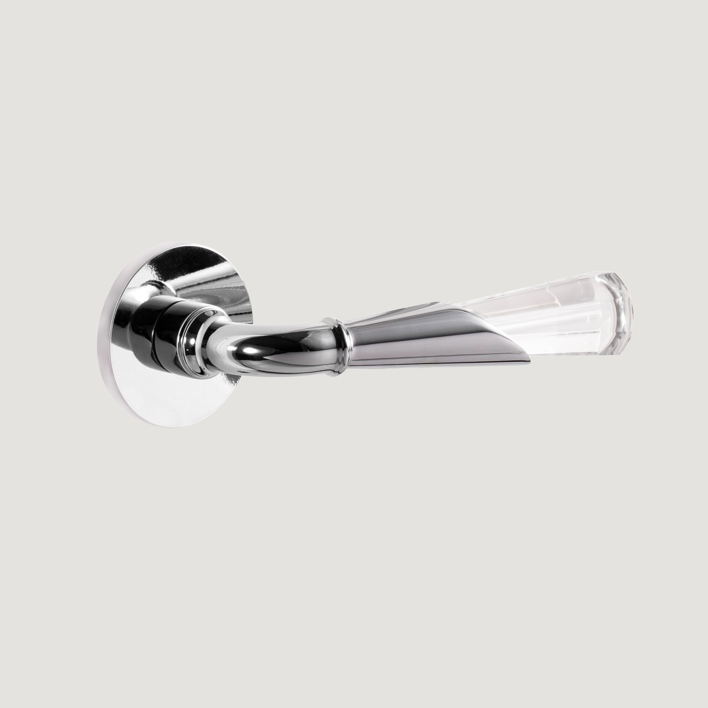 Solid Brass & Crystal Door Lever – Polished Nickel – Cristallo Fiore