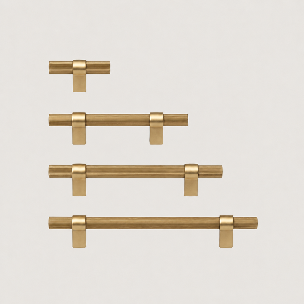 Solid Brass Cabinet Handle - Brushed Brass - Onda Collection - Bergamo Design