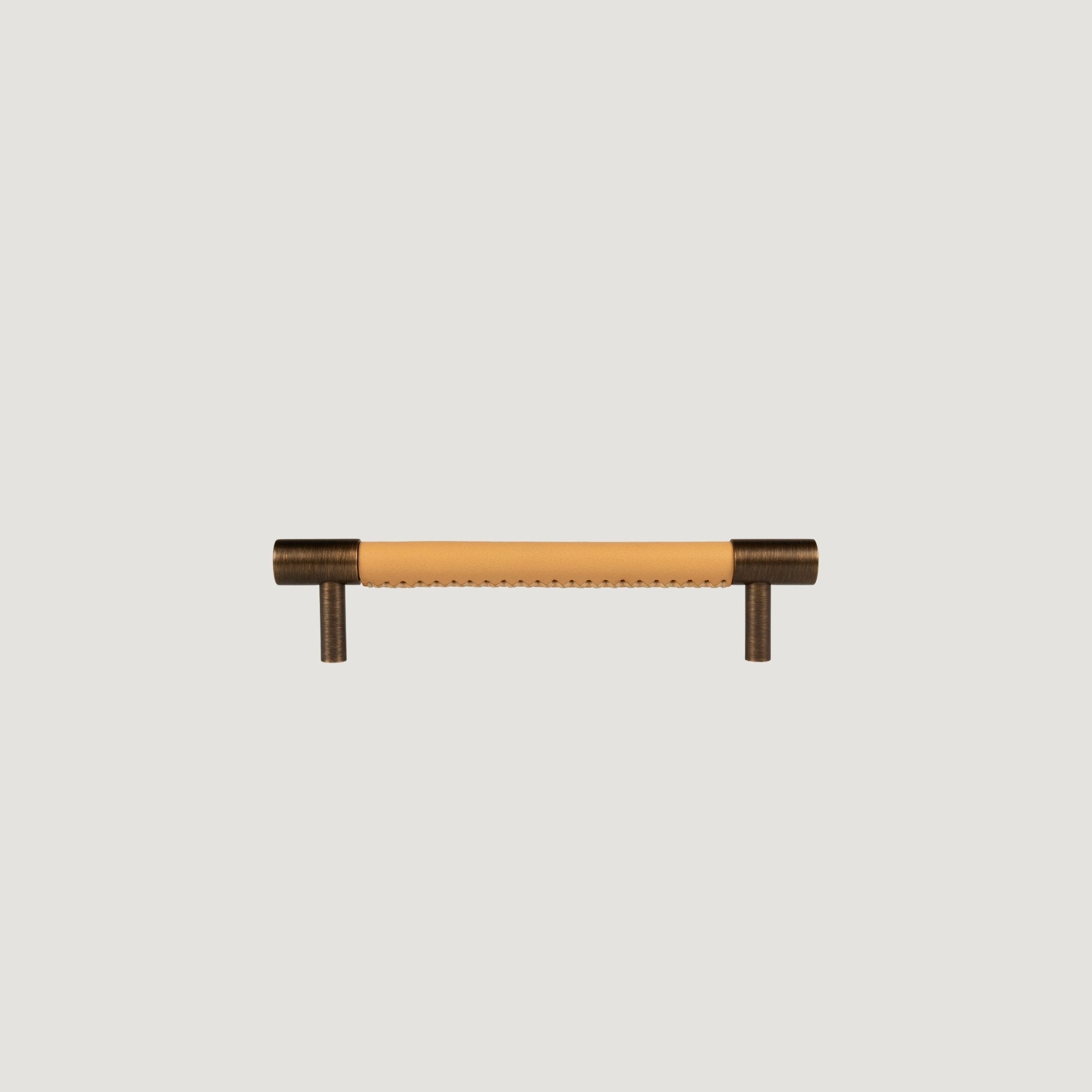 Cavallo Leather Cabinet Handle – Antique Brass - Bergamo Design