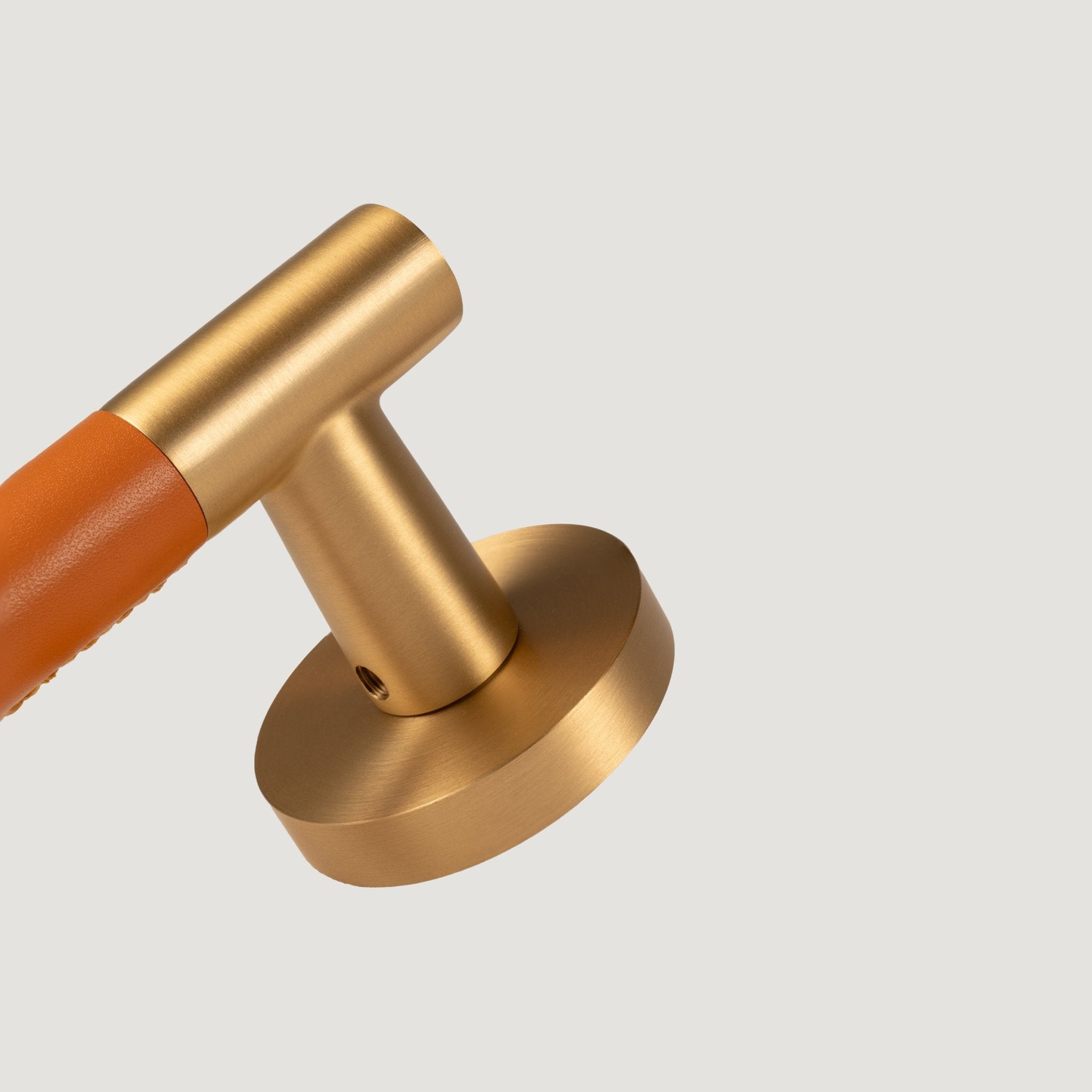 Solid Aurora Brass & Leather Door Lever – Cavallo Collection - Bergamo Design