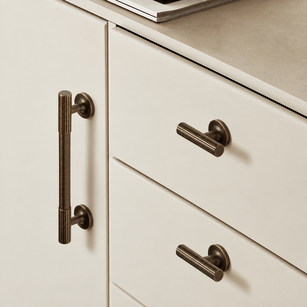 Solid Brass Cabinet Handle – Antique Brass – Rigato Collection - Bergamo Design