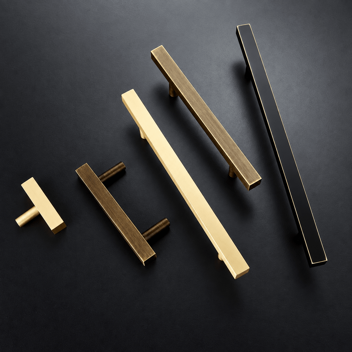 Solid Brass Cabinet Handle – Brushed Brass – Asta Quadra Collection - Bergamo Design