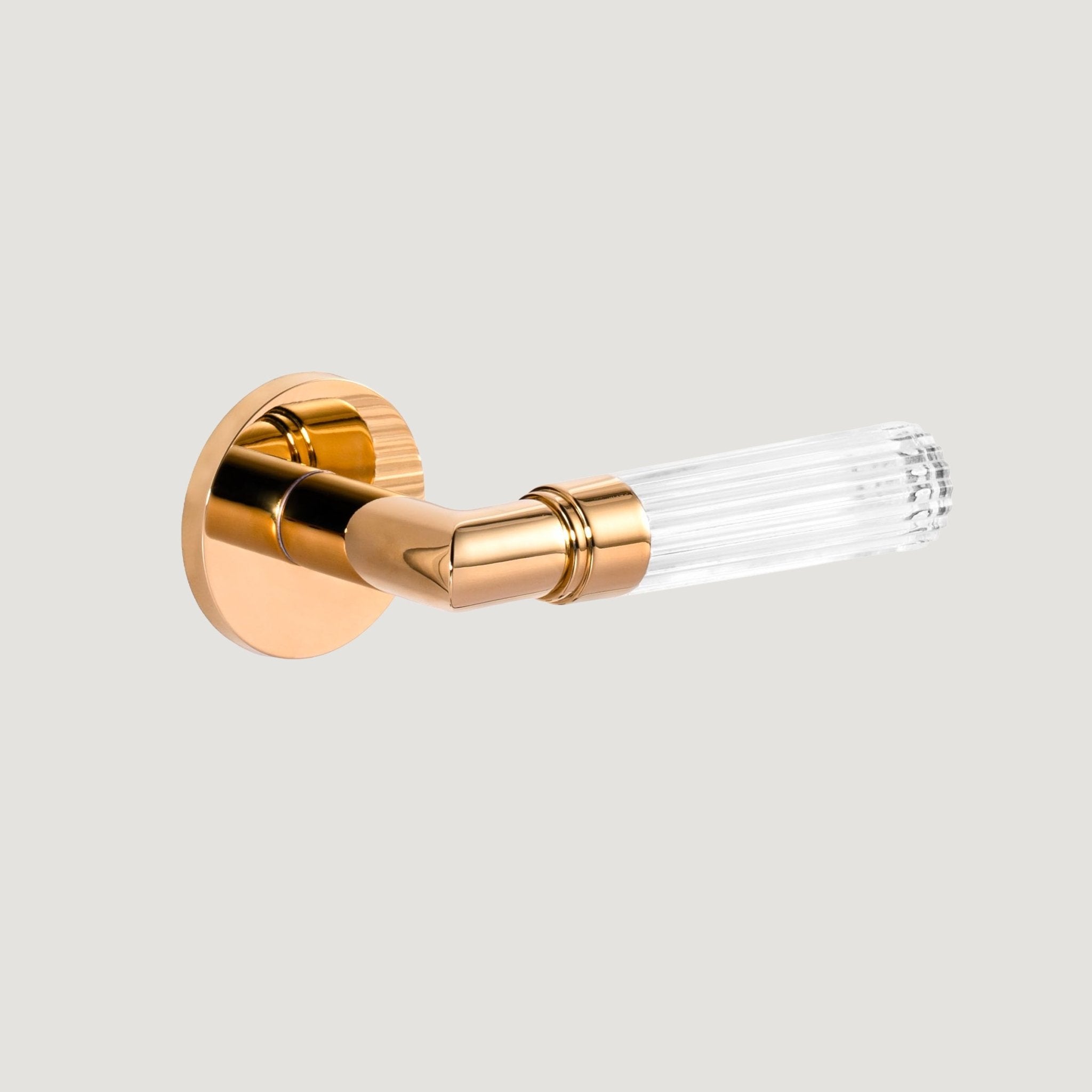 Solid Brass & Crystal Door Lever – Polished Brass – Cristallo Puro - Bergamo Design