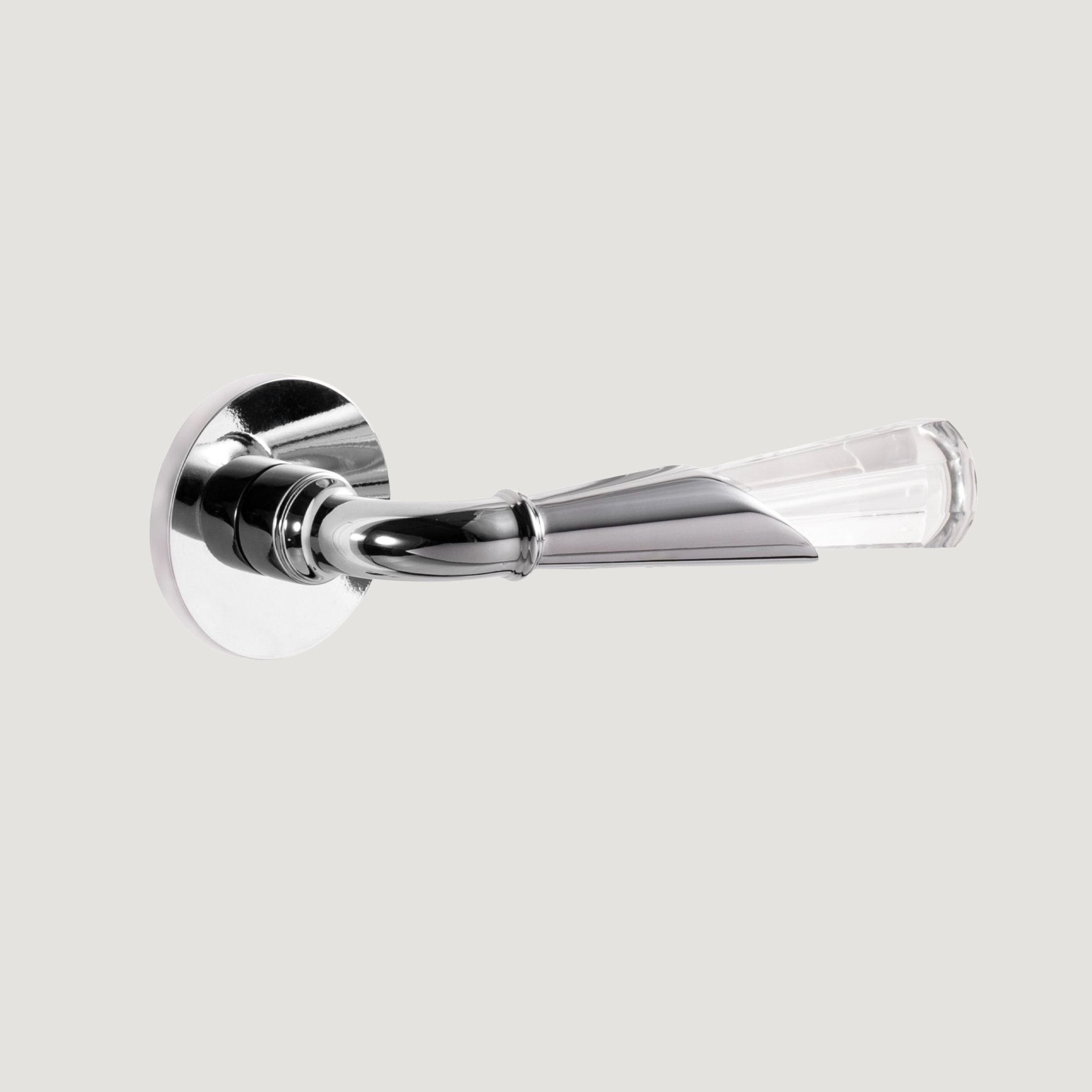 Solid Brass & Crystal Door Lever – Polished Nickel – Cristallo Fiore - Bergamo Design