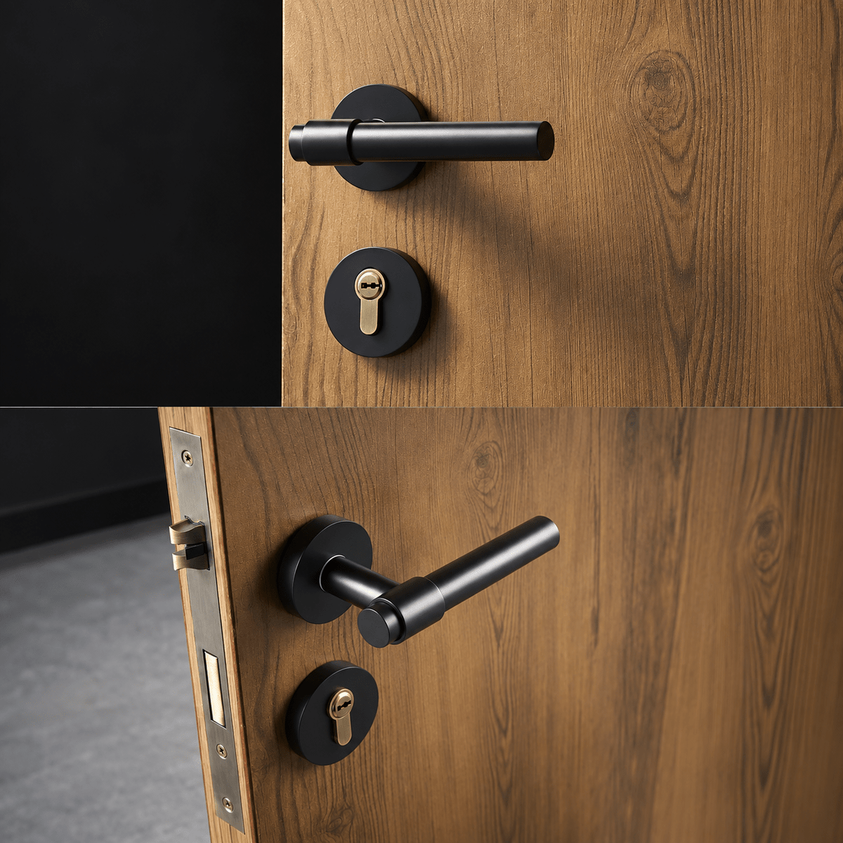 Solid Brass Door Lever – Black – Duale Collection - Bergamo Design