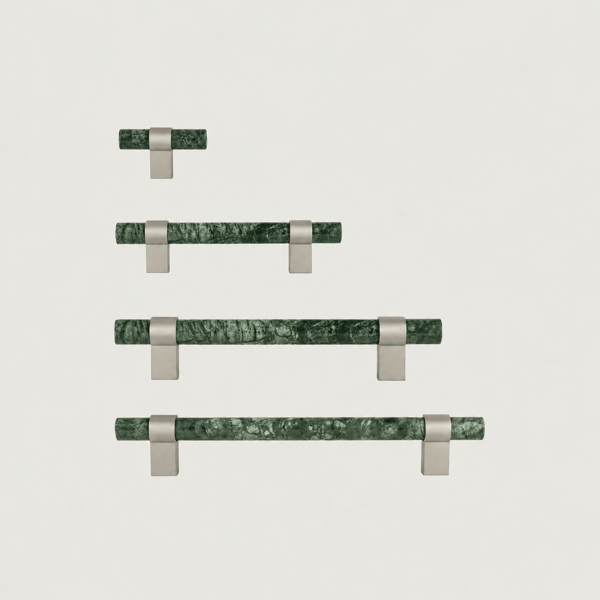 Solid Brass & Marble Cabinet Handle – Nickel – Pietra Collection - Bergamo Design