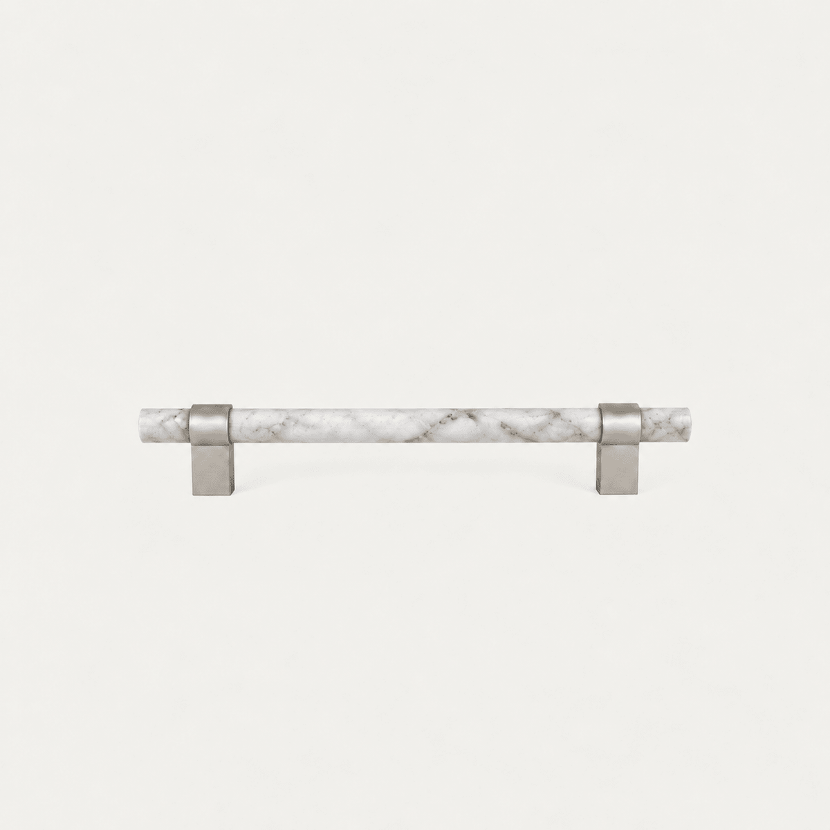 Solid Brass & White Marble Cabinet Handle – Nickel – Pietra Collection - Bergamo Design