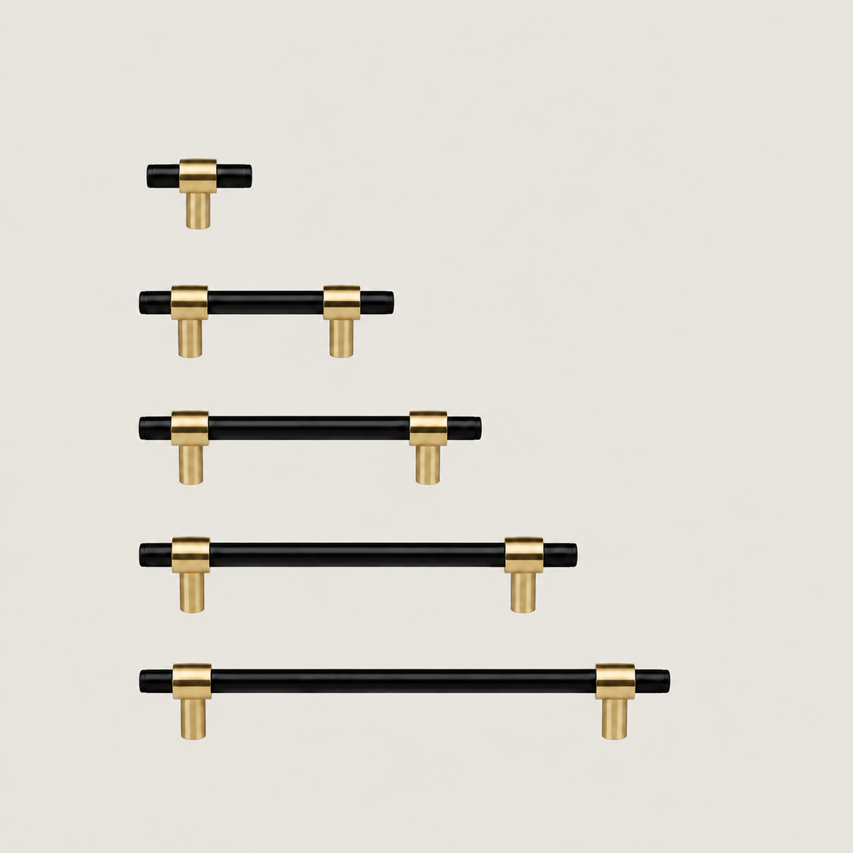 Solid Brass Cabinet Handle – Black & Polished Brass – Duale Collection