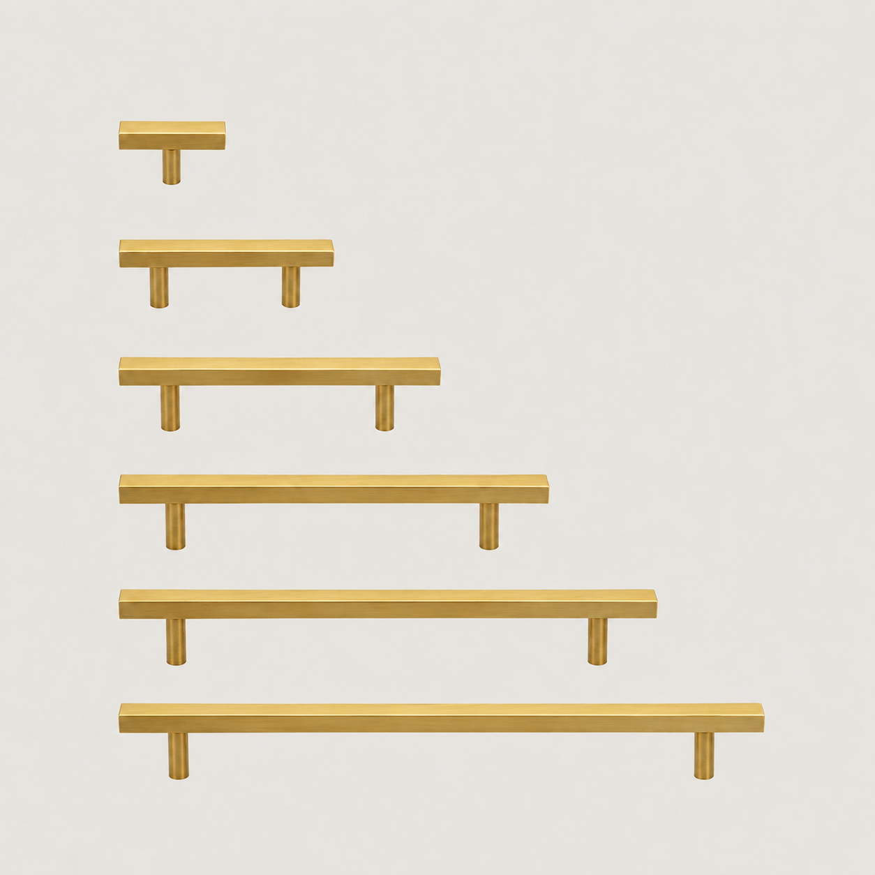 Solid Brass Cabinet Handle - Brushed Brass - Asta Quadra Collection - Bergamo Design