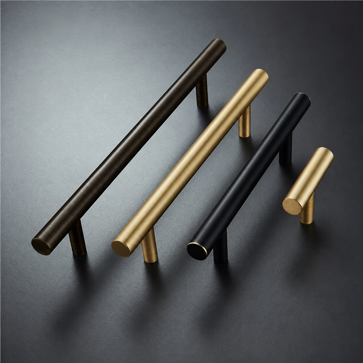 Asta round cabinet handles and knob in Antique Brass, Brushed Brass and Black Brass finishes