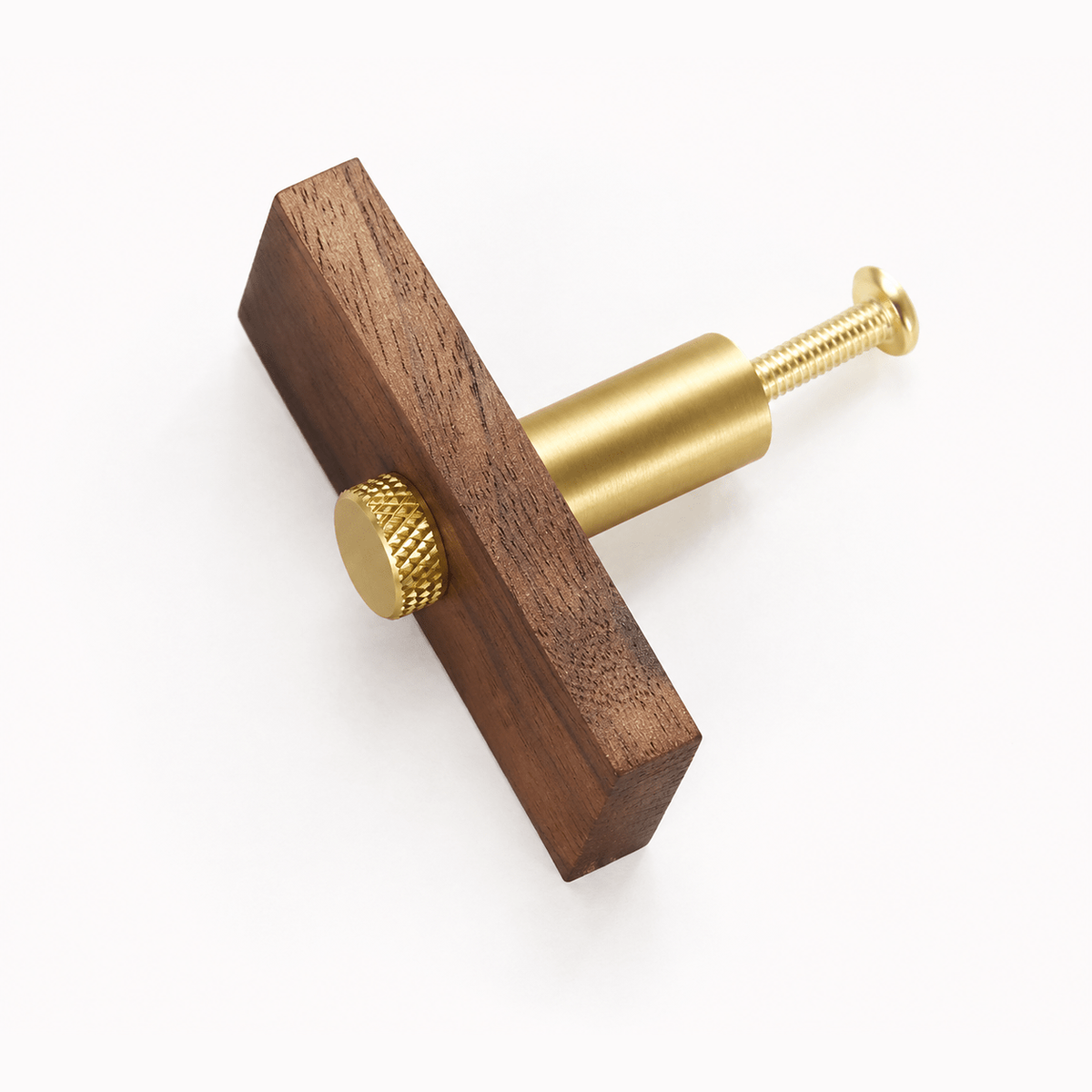 Solid Brass & Wood Cabinet Handle – Brushed Brass – Legno Retto Collection - Bergamo Design