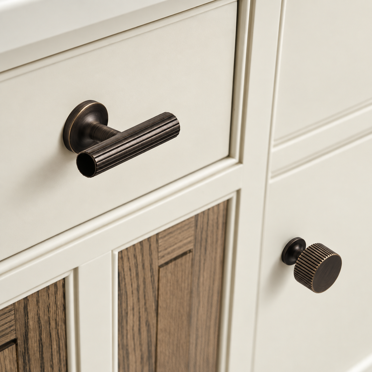 Rigato Antique Brass handle and knob installed