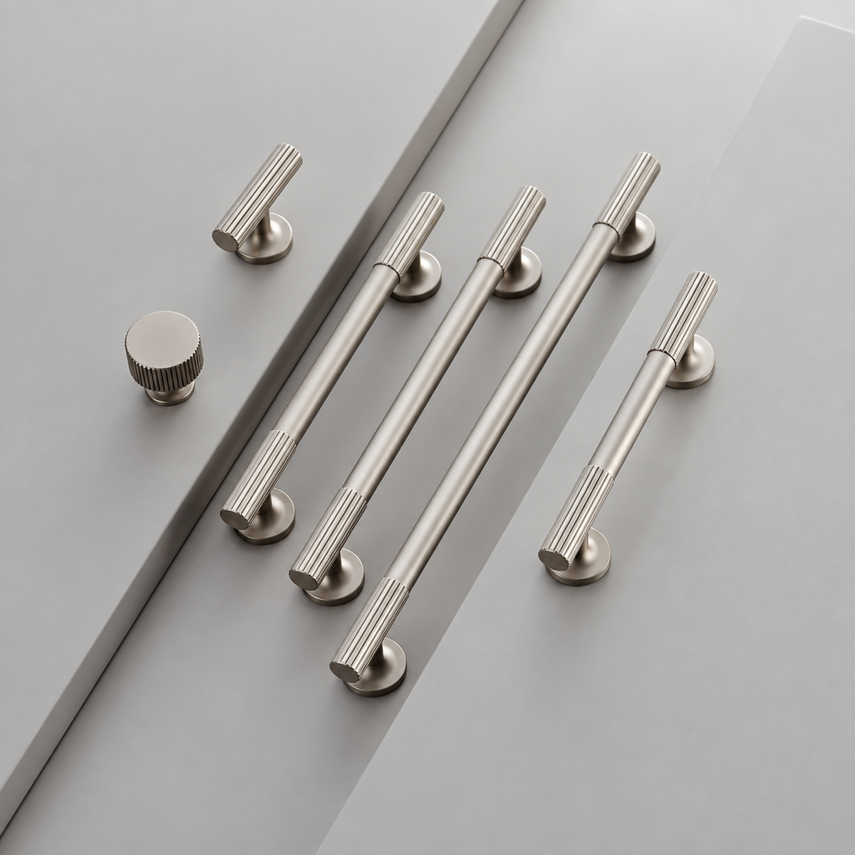 Rigato Nickel handle and knob collection