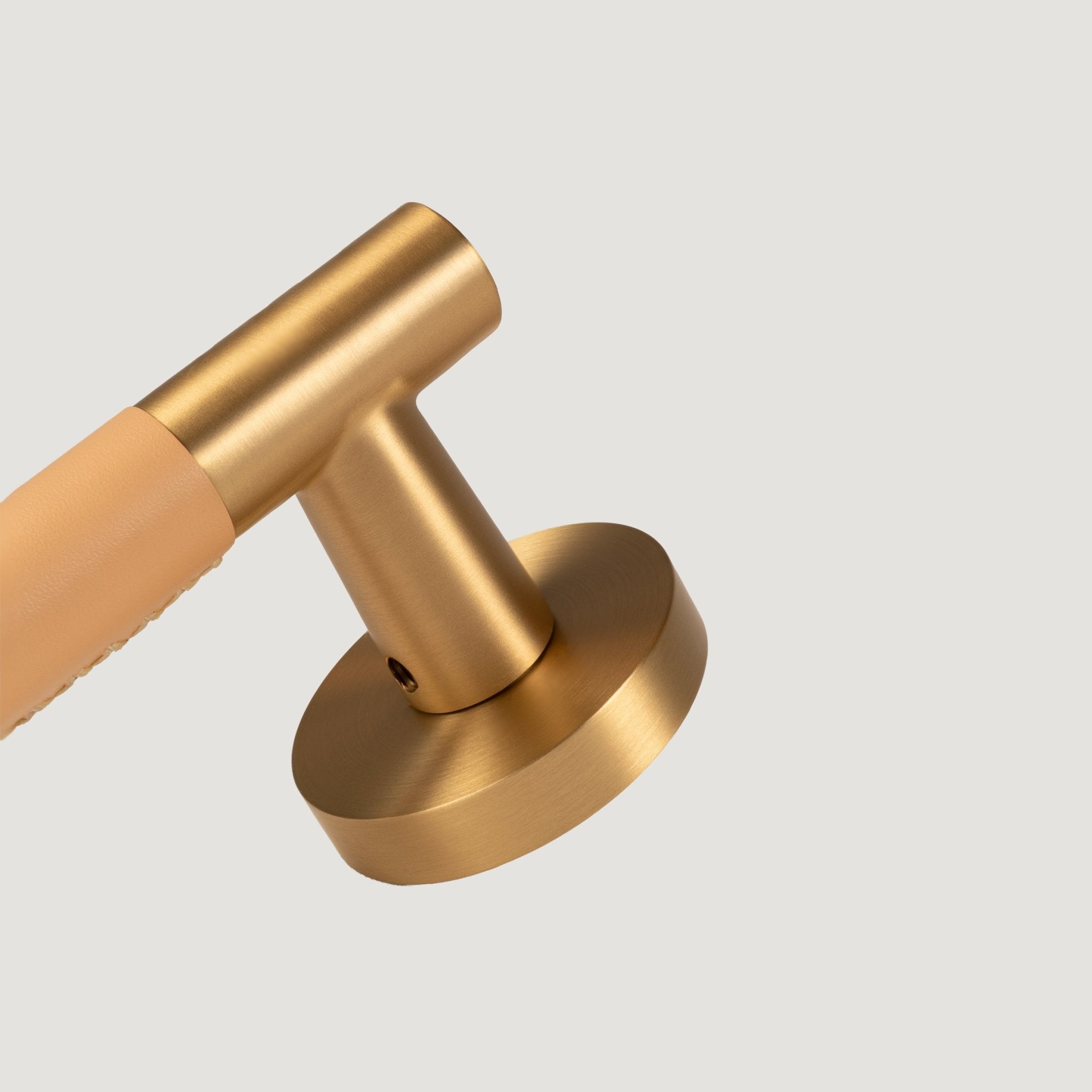 Solid Aurora Brass & Leather Door Lever – Cavallo Collection - Bergamo Design