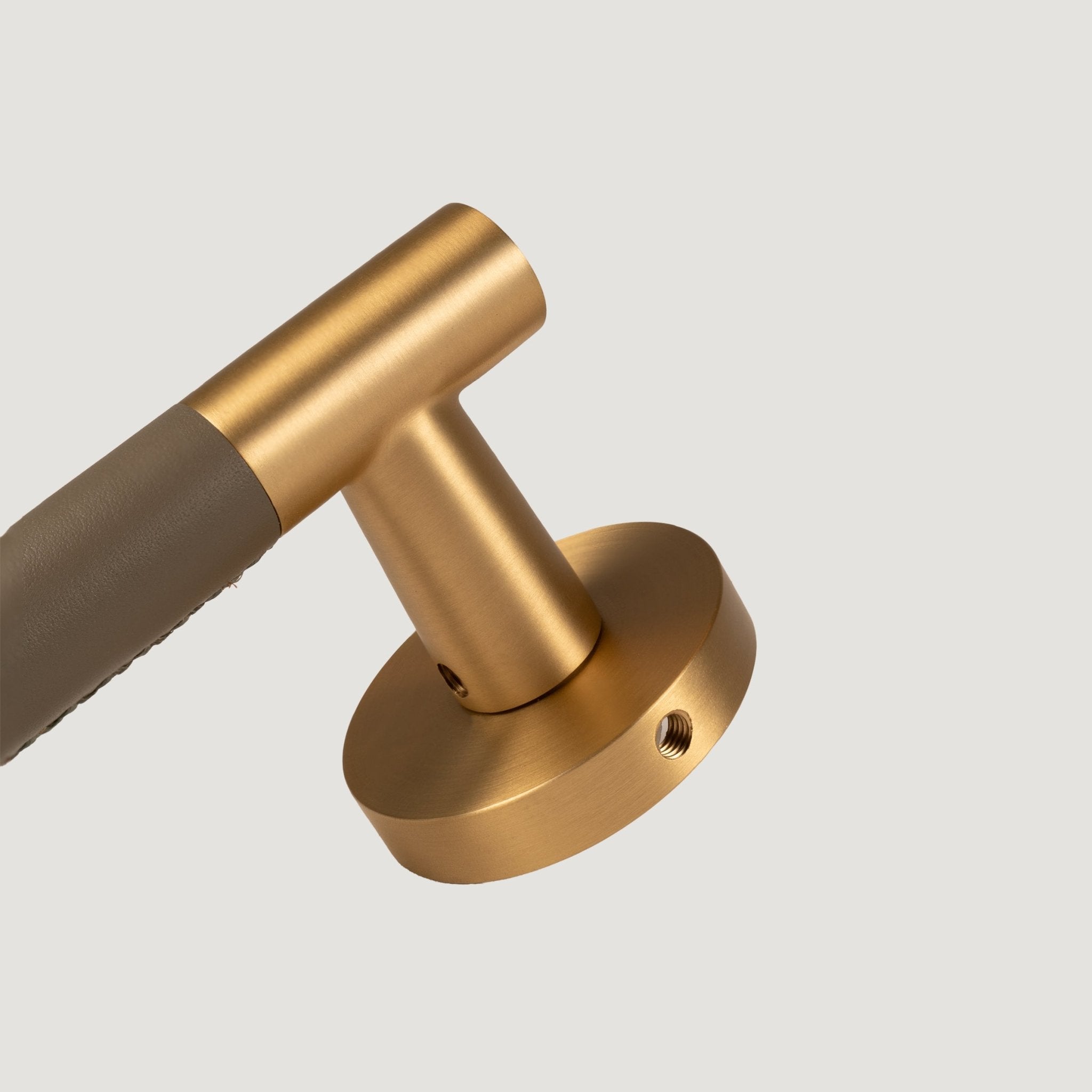 Solid Aurora Brass & Leather Door Lever – Cavallo Collection - Bergamo Design