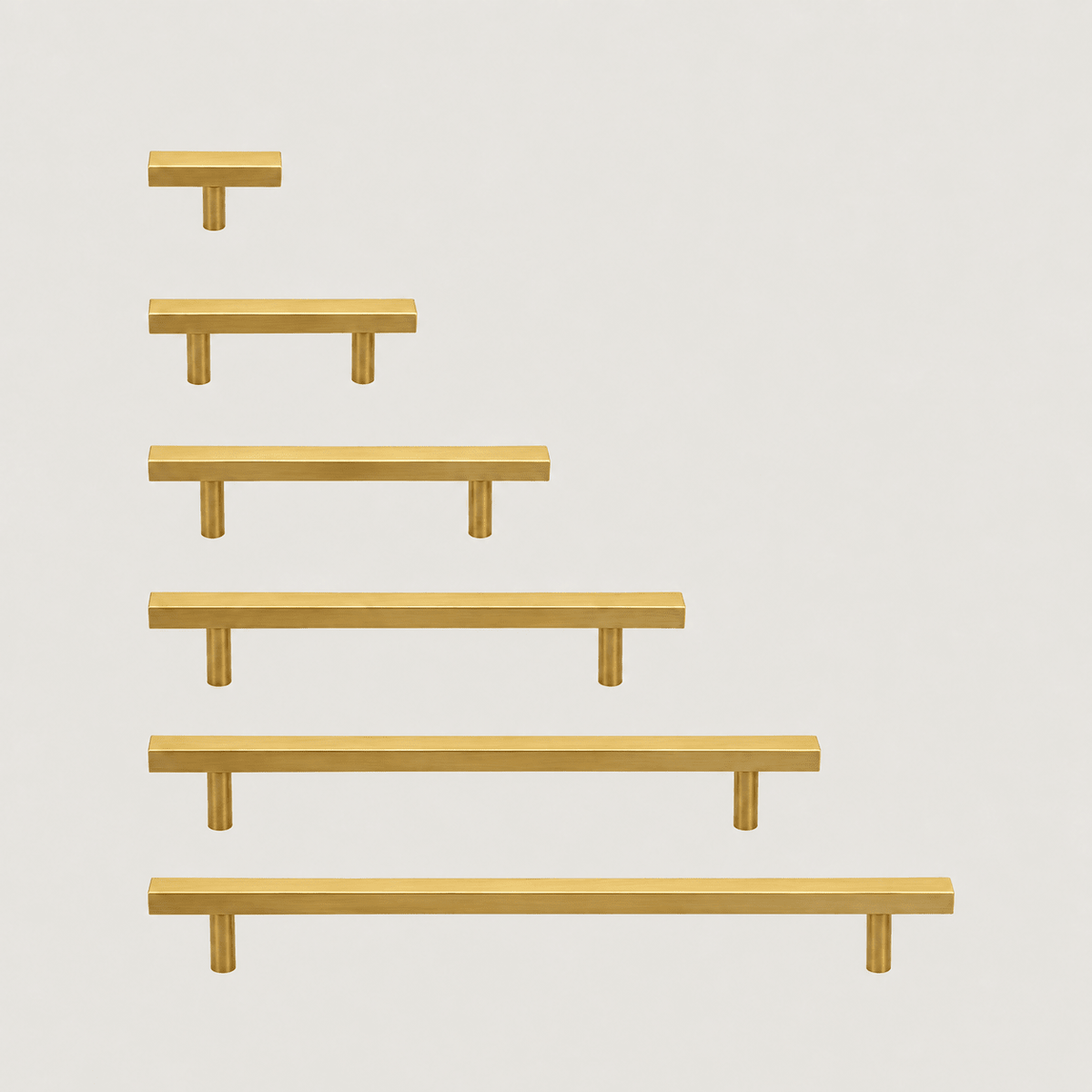 Solid Brass Cabinet Handle – Brushed Brass – Asta Quadra Collection - Bergamo Design