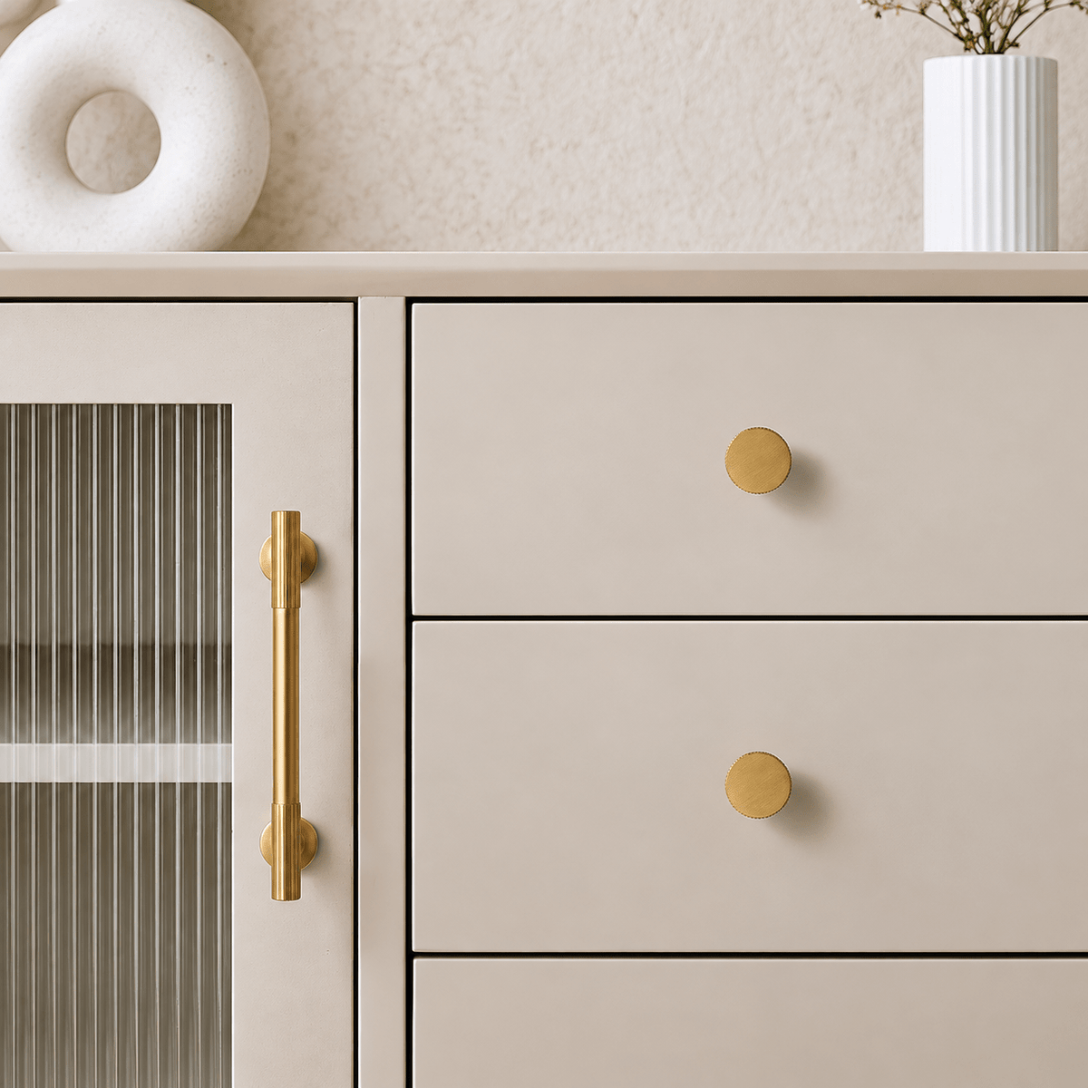 Solid Brass Cabinet Handle – Brushed Brass – Rigato Collection - Bergamo Design