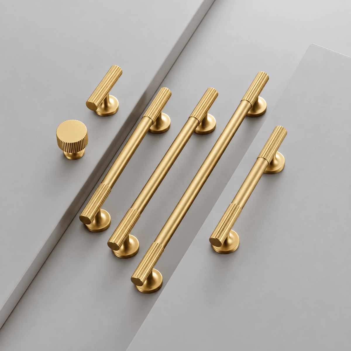 Solid Brass Cabinet Handle – Brushed Brass – Rigato Collection - Bergamo Design