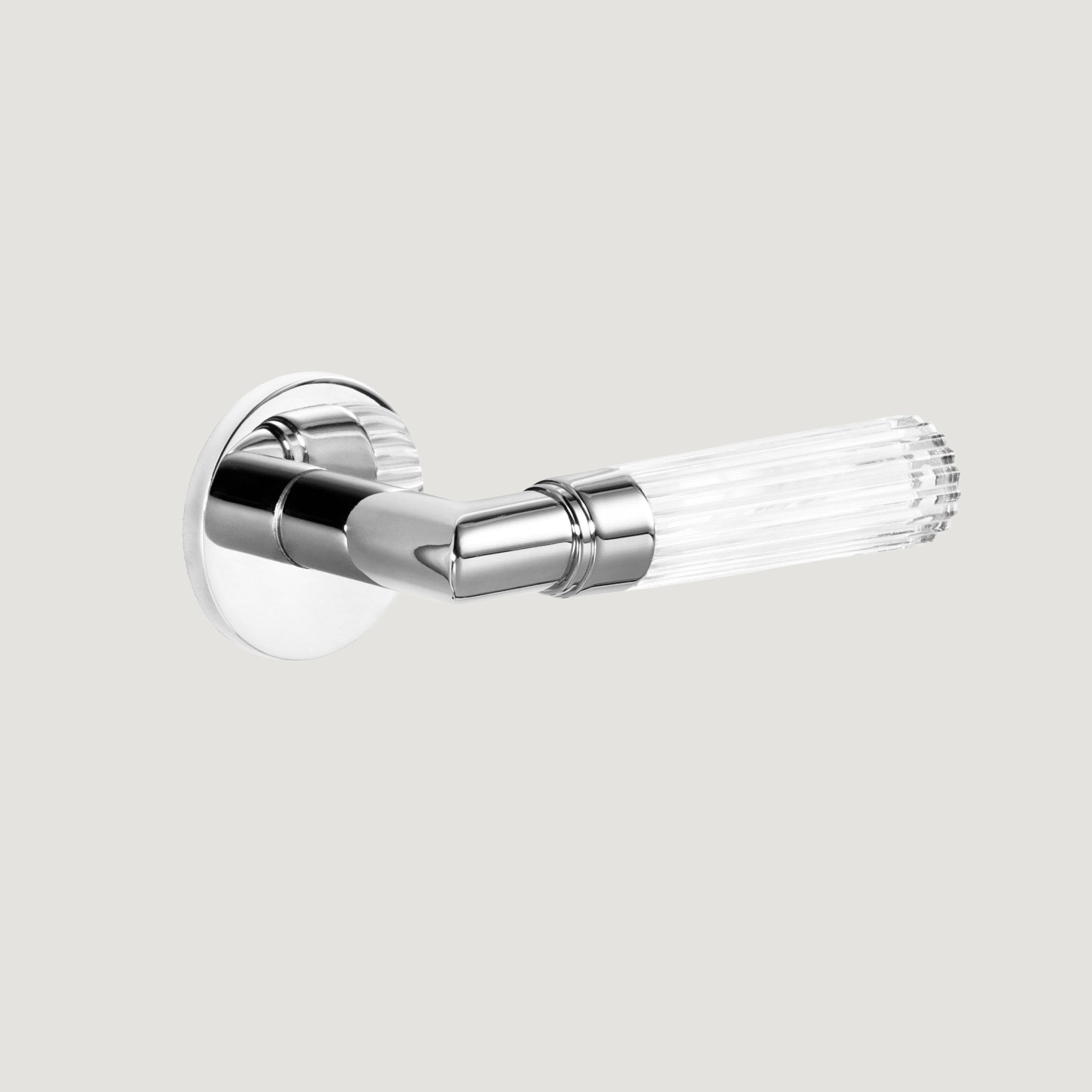 Solid Brass & Crystal Door Lever – Polished Nickel – Cristallo Puro - Bergamo Design