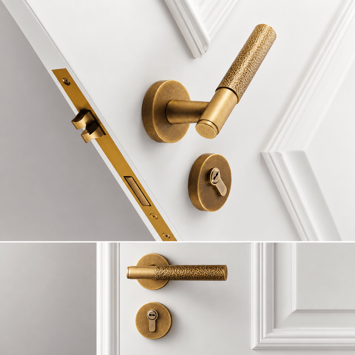 Solid Brass Door Lever – Aged Brass – Martello Collection - Bergamo Design