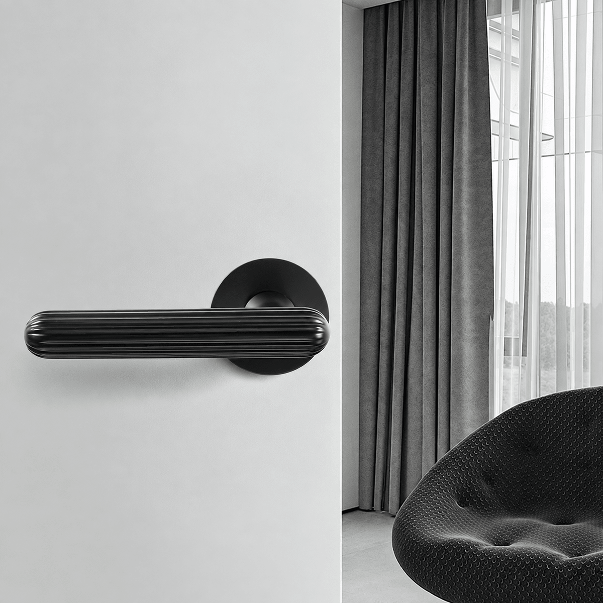 Solid Brass Door Lever – Black – Onda Collection - Bergamo Design
