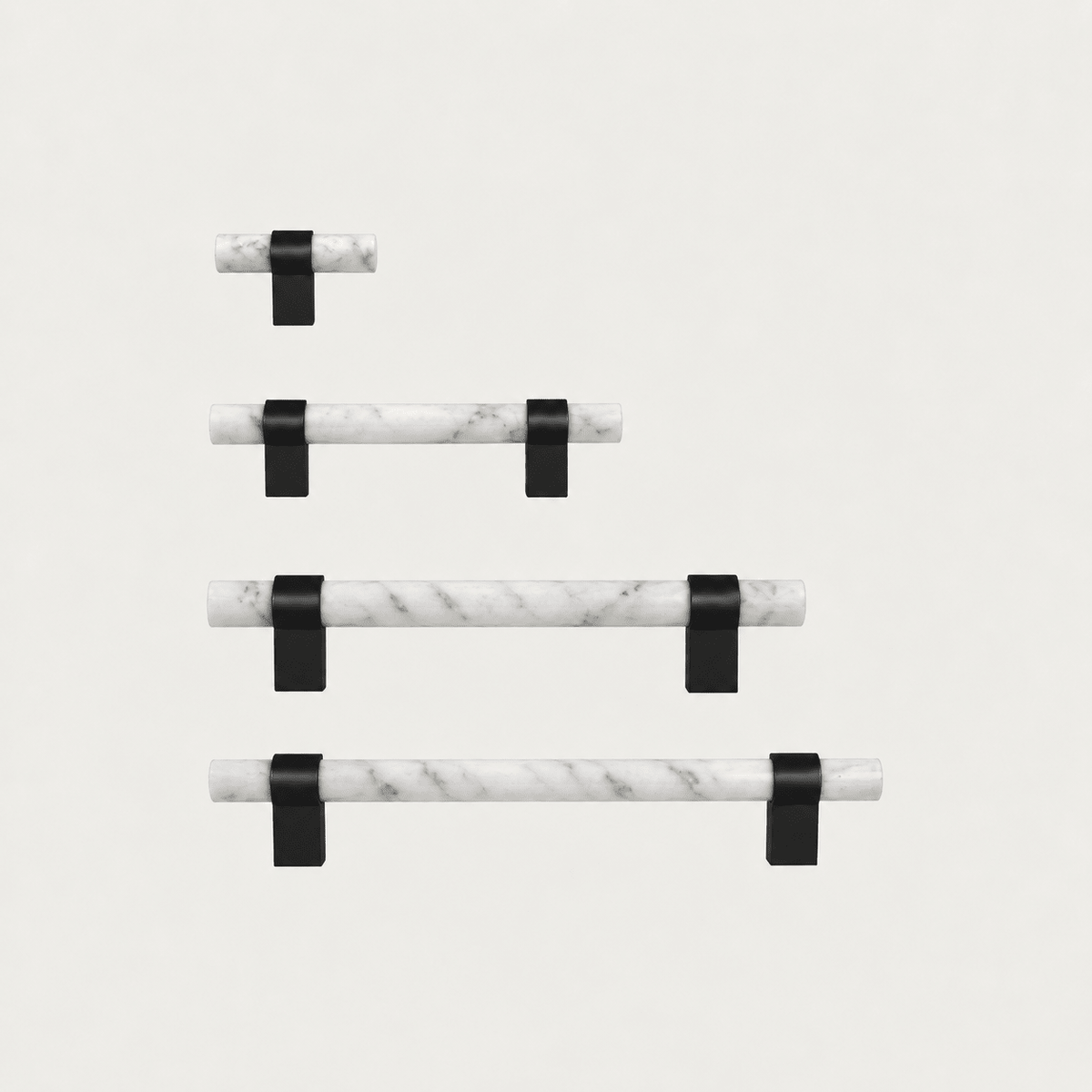 Solid Brass & White Marble Cabinet Handle – Black Brass – Pietra Collection - Bergamo Design