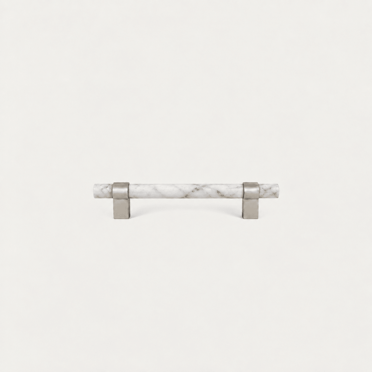 Solid Brass & White Marble Cabinet Handle – Nickel – Pietra Collection - Bergamo Design