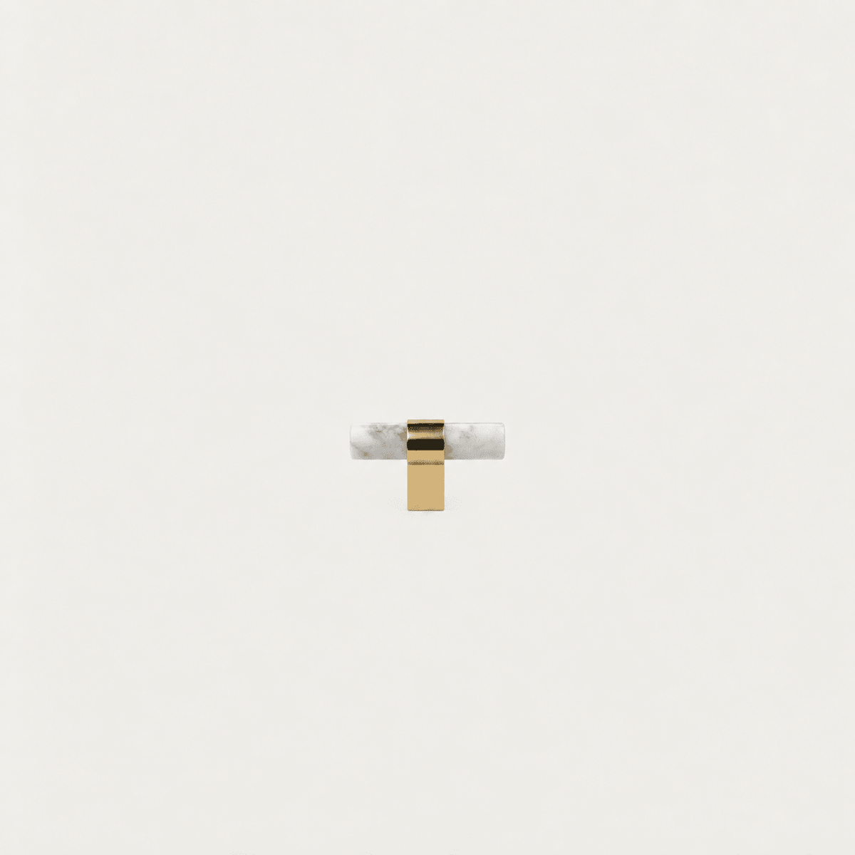 Solid Brass & White Marble Cabinet Handle – Polished Brass – Pietra Collection - Bergamo Design