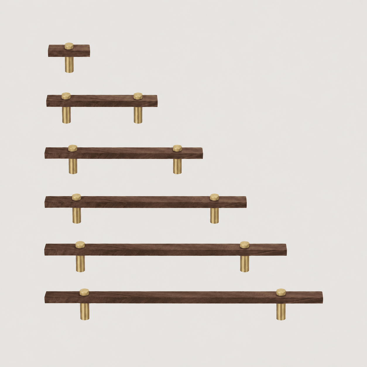 Solid Brass & Wood Cabinet Handle – Brushed Brass – Legno Retto Collection - Bergamo Design