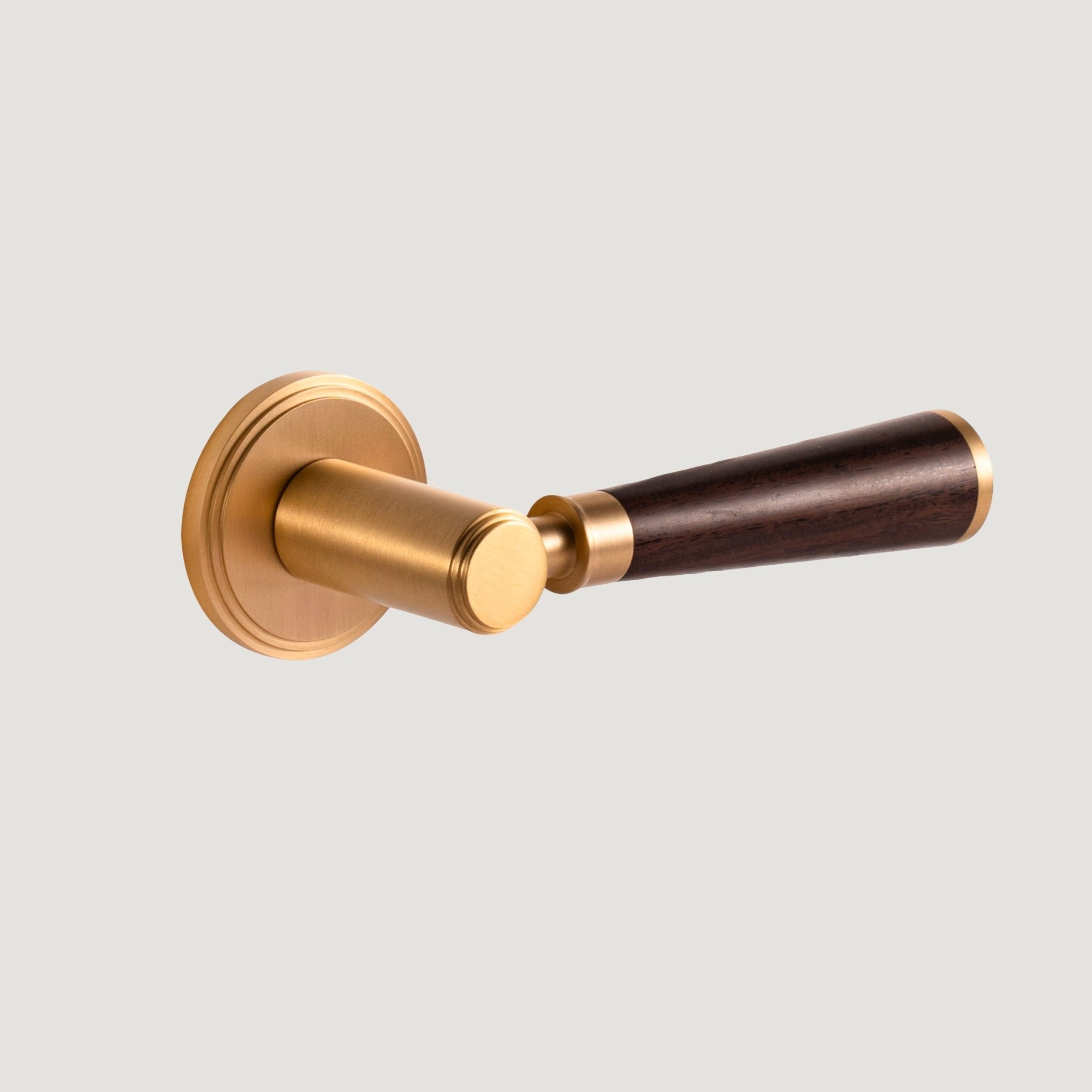 Solid Brass & Wood Door Lever – Brass – Legno Antico - Bergamo Design