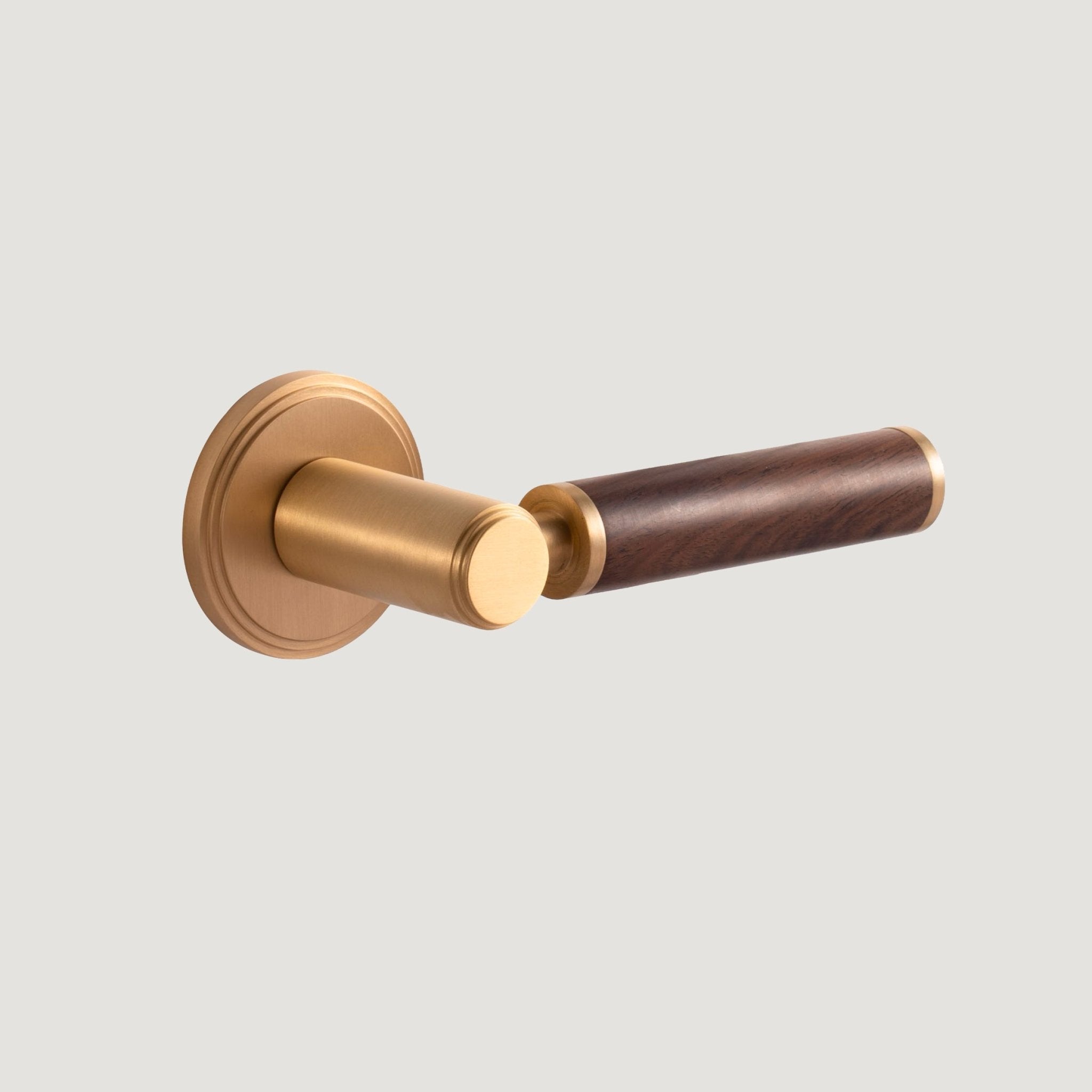 Solid Brass & Wood Door Lever – Brass – Legno Decoro - Bergamo Design