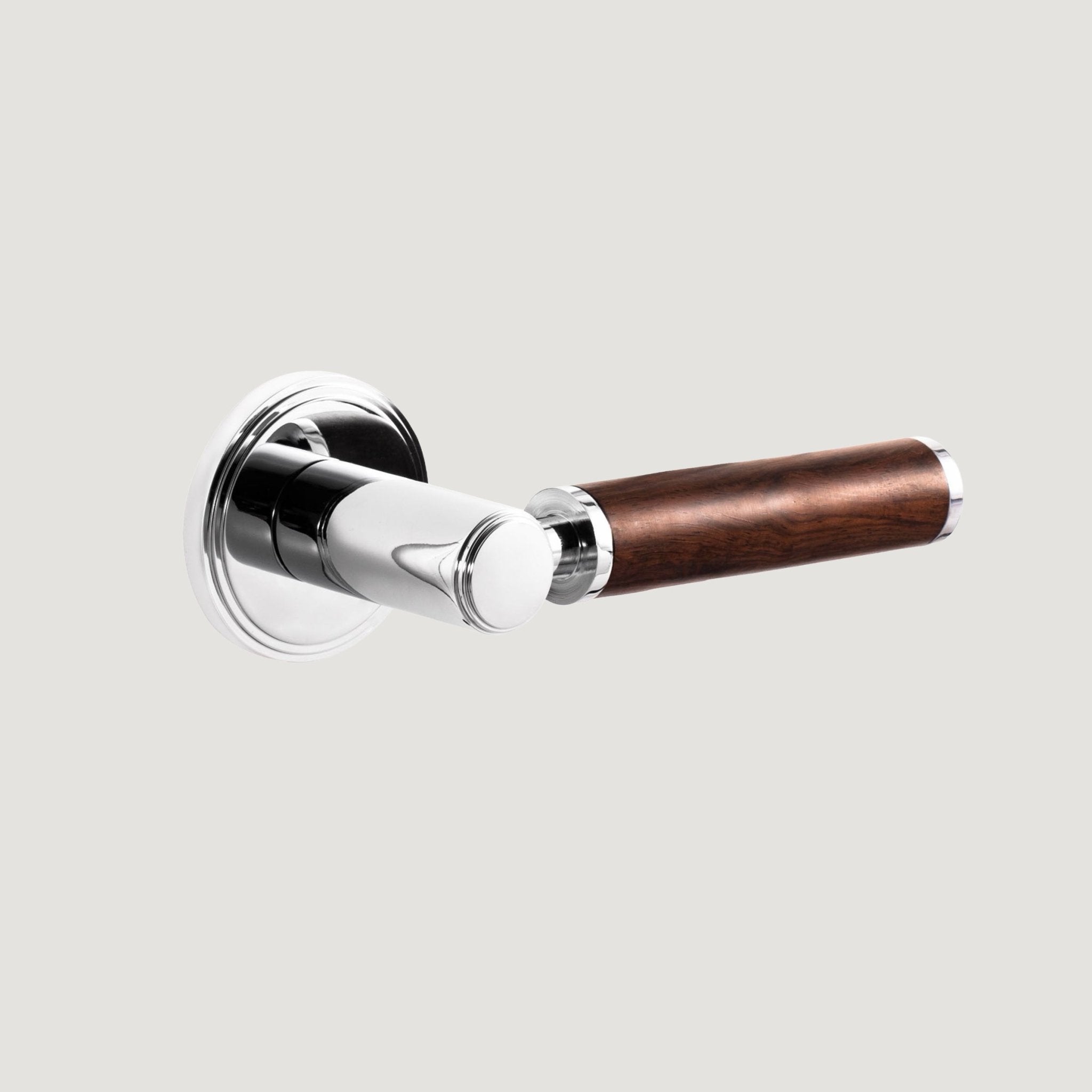 Solid Brass & Wood Door Lever – Polished Nickel – Legno Decoro - Bergamo Design