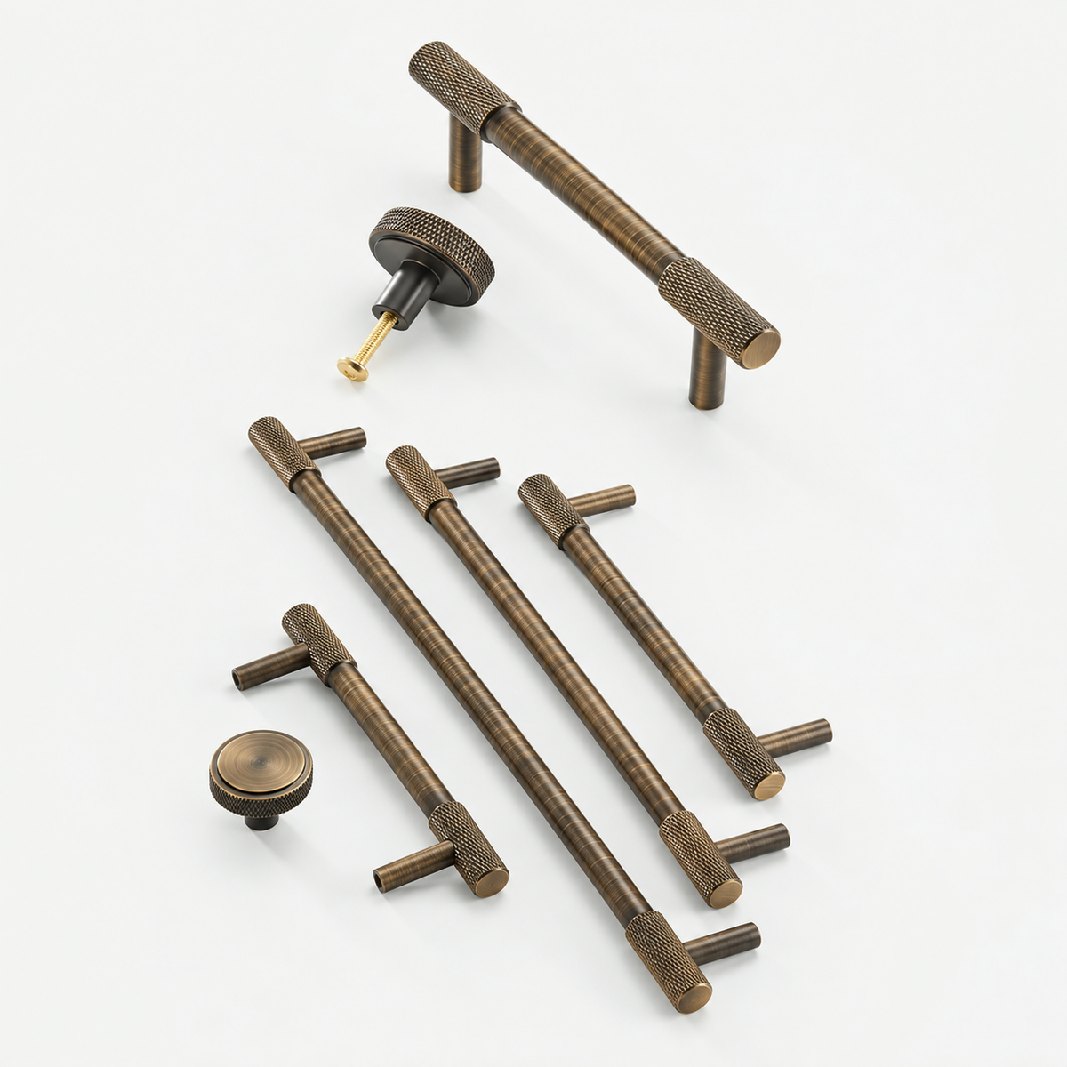 Trama Antique Brass cabinet handles and knob collection